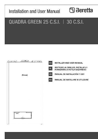 Beretta QUADRA-GREEN-25-CSI-Instrukcja-obsługi kotła kondensacyjnego